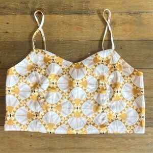 HOUSE OF HARLOW Cropped Spaghetti strap White, Yellow and Pink Femenine Top